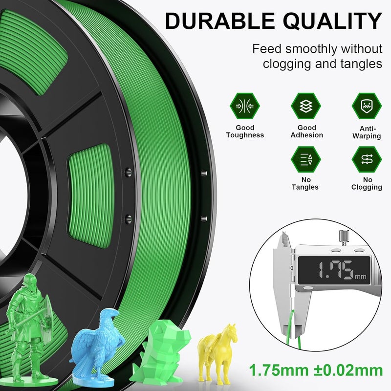 HEPHI3D 3D Printer Filament Bundle 250g X 4 Spools, PLA Filament 1.75mm 3D Printing Material, Bright Color PLA Filaments Kit for 3D Printer Green/Light-Green/Yellow/Sky Blue, Fit Most 3D Printers - Image 4